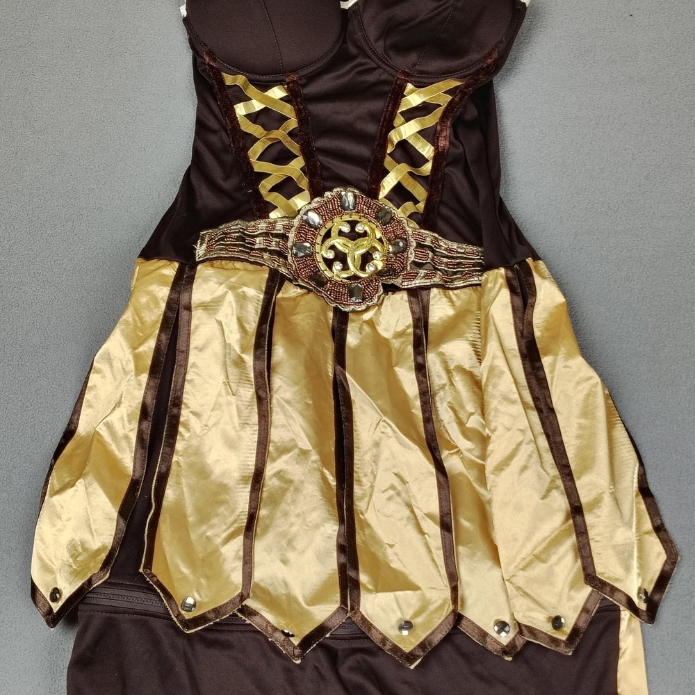 Dreamgirl Cosplay Warrior Queen Dress Skirt Medium Brown Gold Convertible Costum - Picture 4 of 12
